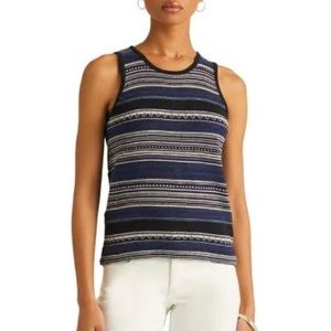 Lauren Ralph Lauren Striped Jewel Neck Sleeveless Sweater Top